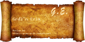 Grün Erik névjegykártya